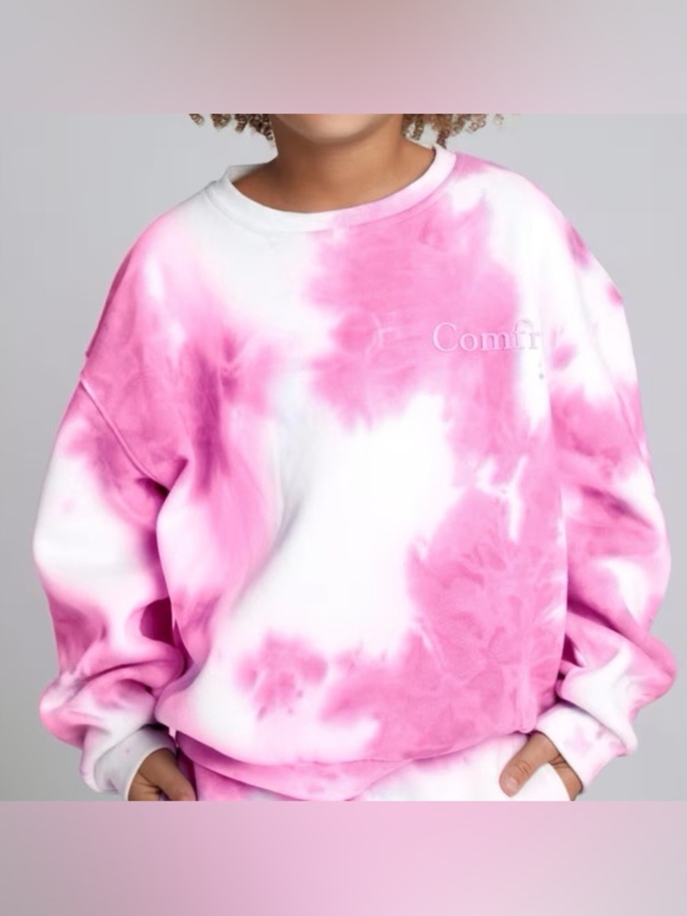 NWOT Comfrt - Kids Pink Strawberry Swirl Minimalist Crewneck Sweatshirt